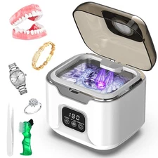 Ultrasonic Dental Retainer Cleaner 48kHz Professional Cleaner Jewelry Denture US