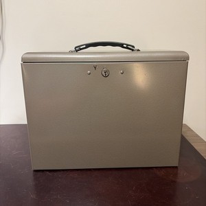 Rockaway Lockable Metal File Filing Box  w/ Original Keys VINTAGE Brown