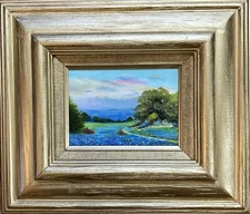Stunning Oil Painting-Evening Bluebonnets-Texas Hill Country Landscape