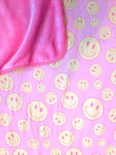 Birdie Bean Smiley Face Plush Toddler Blanket Bamboo Viscose 50x55