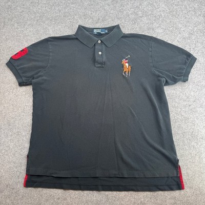 Polo Ralph Lauren Big Pony Polo Shirt Mens XL Black Short Sleeve Cotton Pique