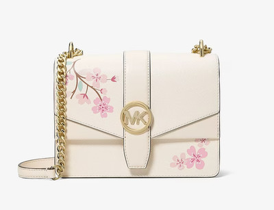 Michael Kors Greenwich Small Floral Embellished Crossbody Bag Light Cream