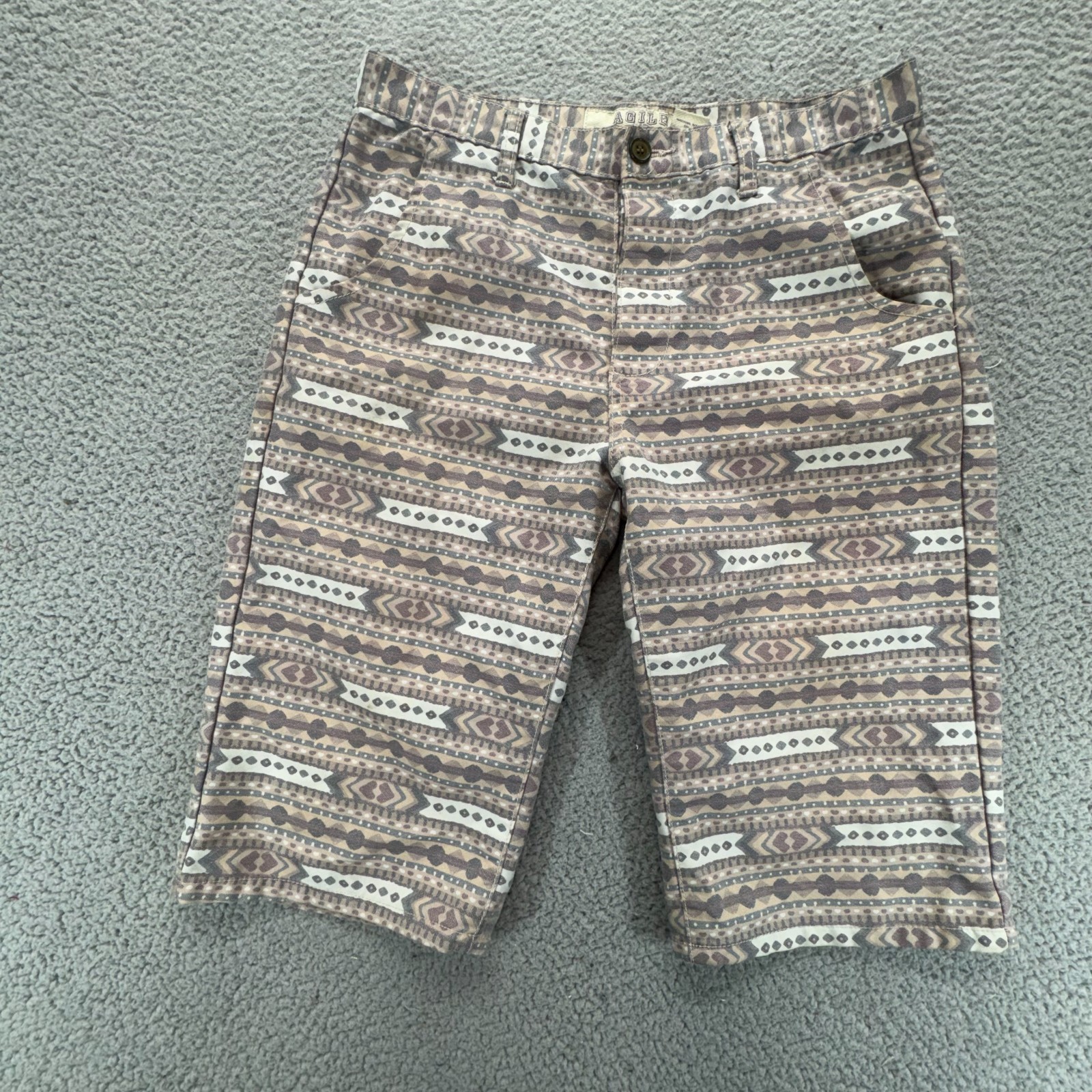 S Flat Front Casual Shorts Boho Aztec Pattern Multi Size 32