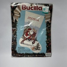 VINTAGE 1991 BUCILLA CHRISTMAS RIDE EM SANTA STOCKING KIT 82827
