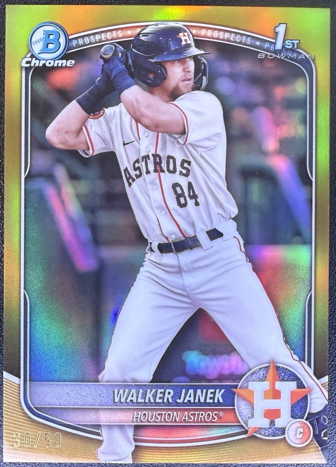 Walker Janek - 2025 Bowman Chrome True Yellow Refractor 1st Prospect #/75 Astros