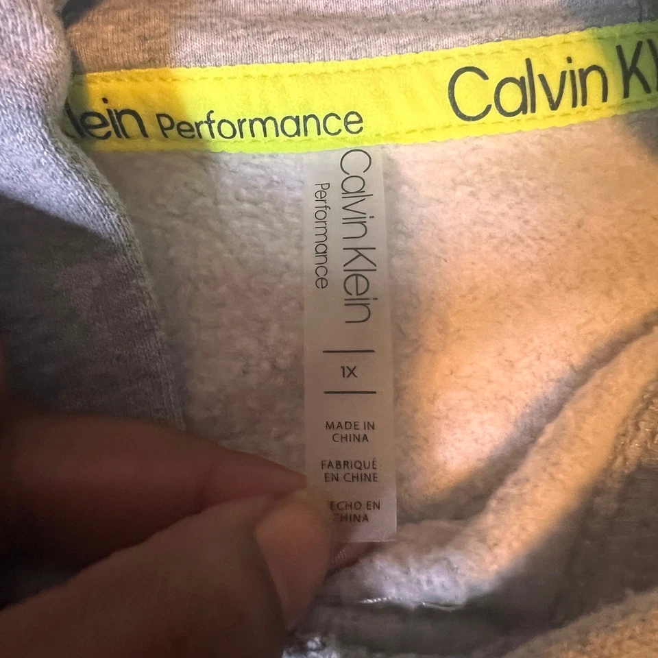 CK Calvin Klein Performance Hoodie Camo Logo Gray Pullover Sweatshirt 1X - Image 4 of 4