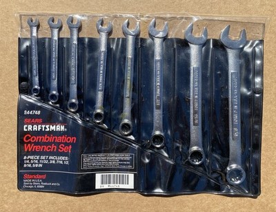 NOS Craftsman 44748 8 Piece SAE Wrench Set USA Made Very Good Condition