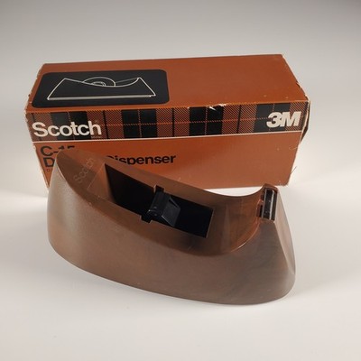Vintage Scotch 3M Tape Dispenser C-15 Walnut Brown Heavy Weighted Retro In Box