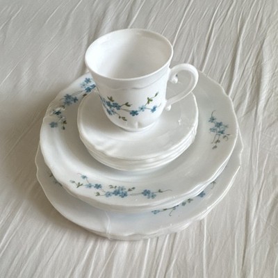 Vintage Arcopal  Véronica  16pc Opal Glass Dinner Set by J.G. Durand France