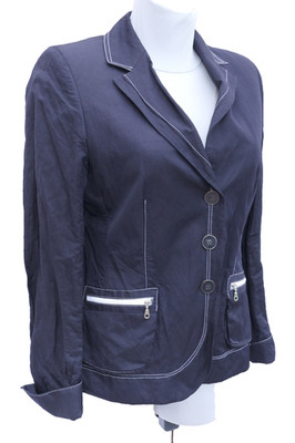 Bauer Pour Femme Blazer Damen Jacke Gr. 42 Blau Weiß Business Casual viskose