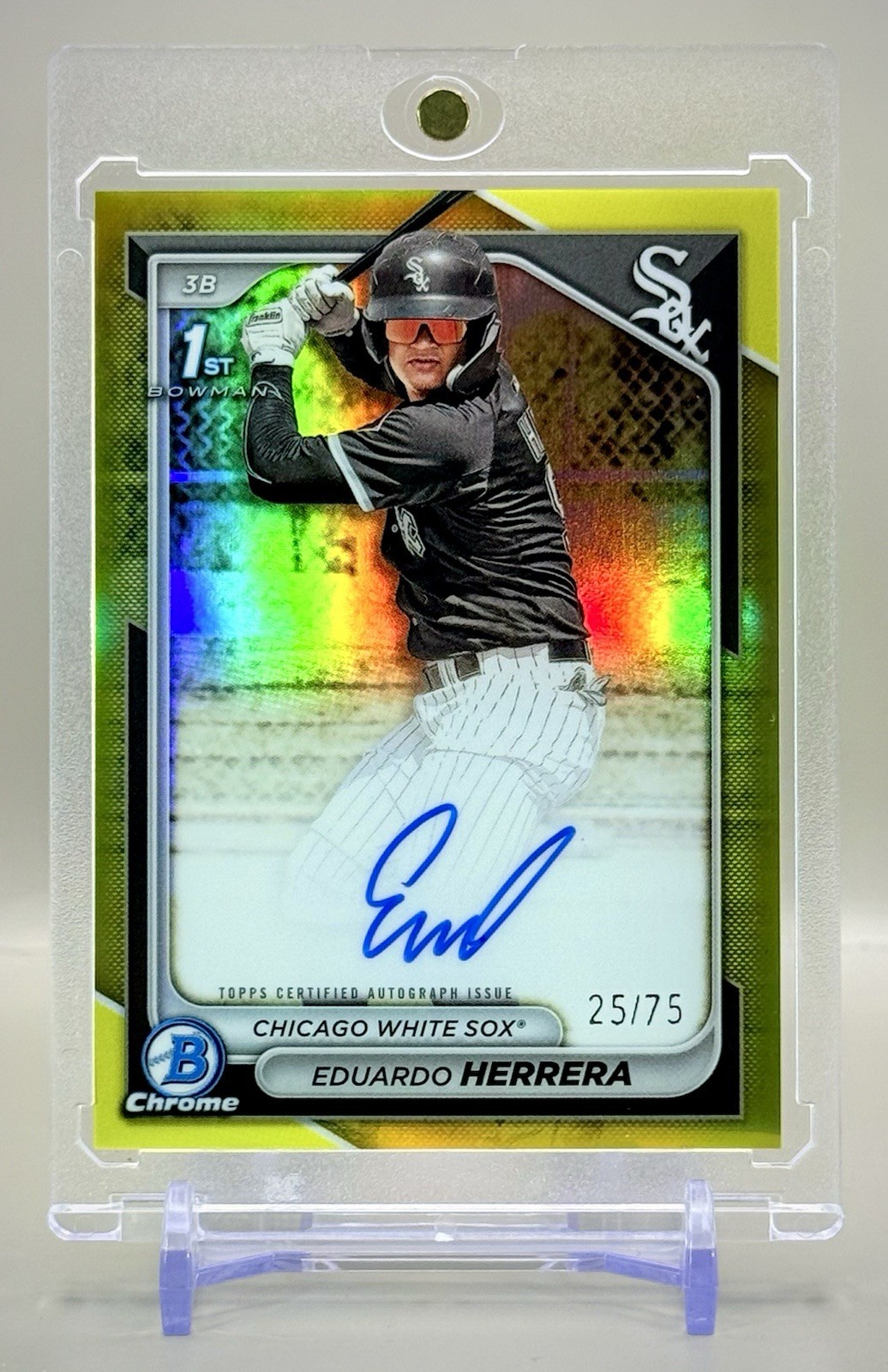 Eduardo Herrera 2024 1st Bowman Chrome #CPA-EH Yellow Refractor Auto #/75 SP