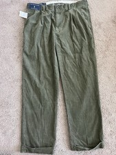 Polo Ralph Lauren Hammond Pants Mens 38x30 Green Corduroy Pleated Baggy NEW Y2K