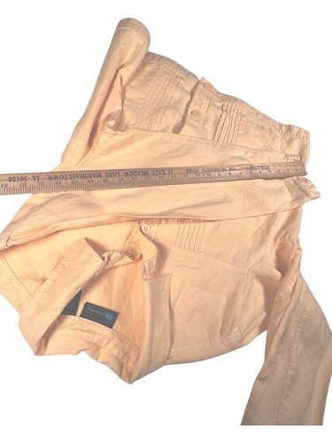 Linen Jacket Womens Sz L Button Butter Yellow Pockets Spring Fall Pin Tucks EUC - Picture 9 of 11
