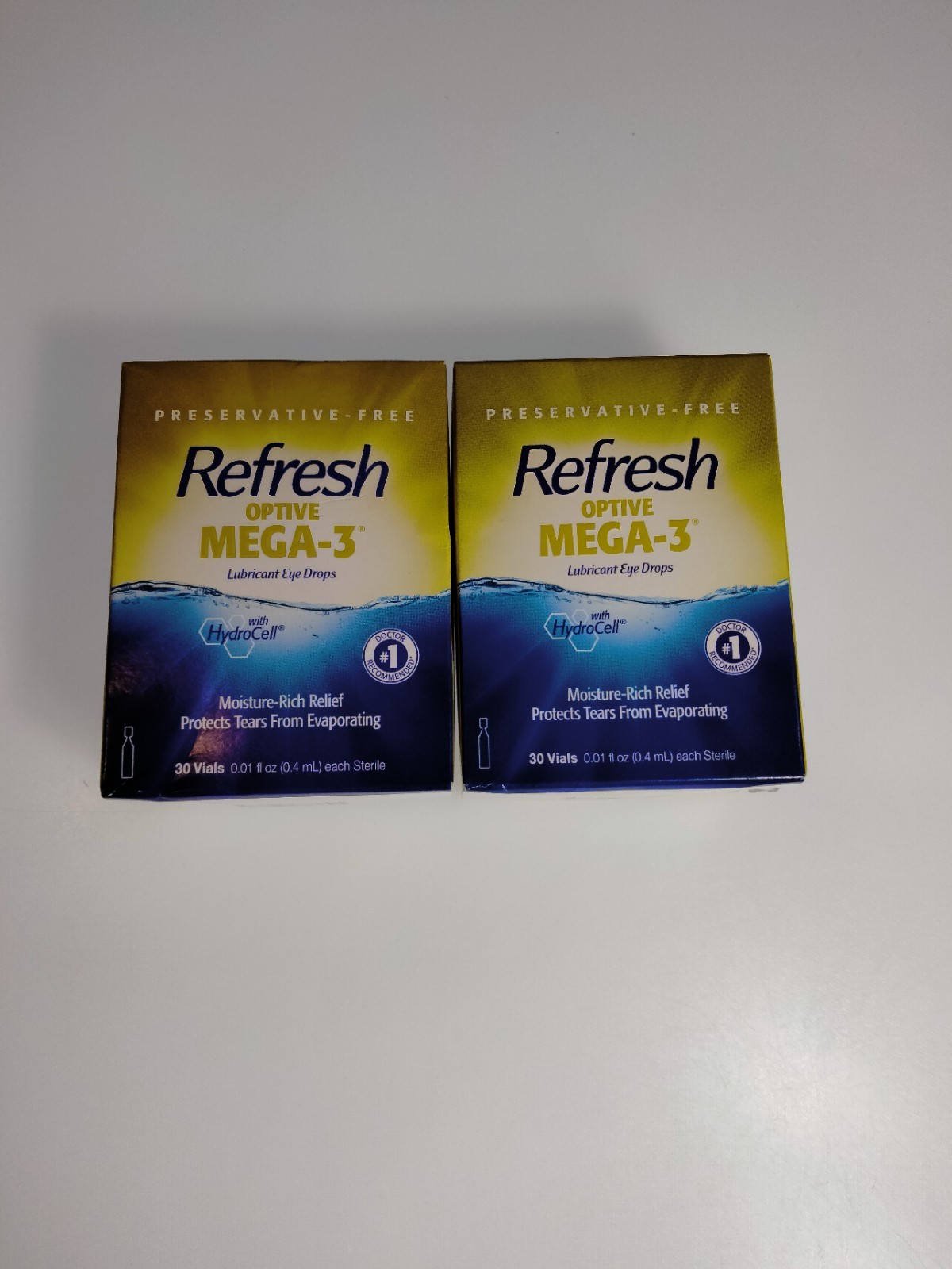 2 Box Lot Refresh Optive Mega 3 Lubricant Eye Drops Preservative Free 