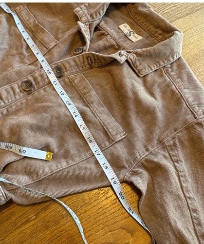 Free People We The Free Madrid Denim Jumpsuit Coverall Chestnut Brown S VGUC - Picture 15 of 15