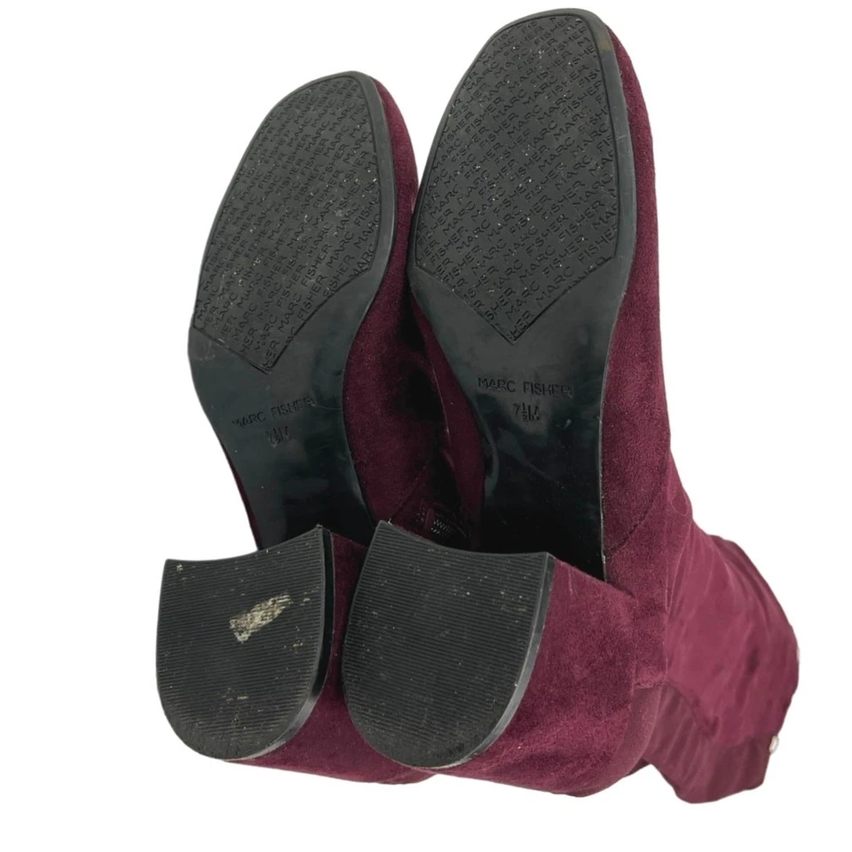 Marc Fisher Mujer Borgoña Granate Punta Redonda Western Botas Altas Hasta la Rodilla 7.5 Foto 4 de 4