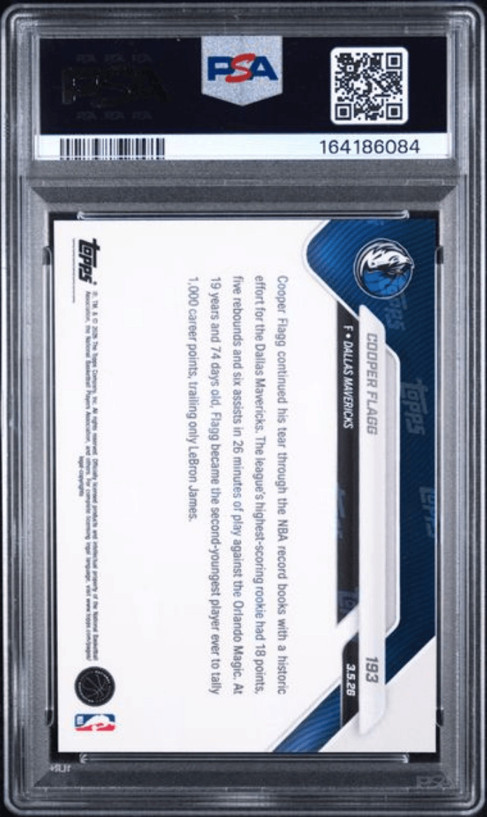 Graded 2025 Topps Now Cooper Flagg #193 Rookie RC Basketball Card PSA 10 view 2