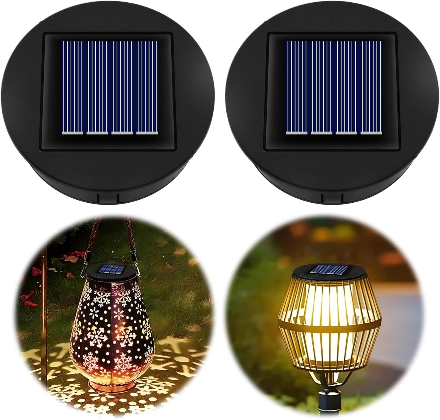 Solar Light Top 8Cm for outside Lanterns 1.2V 600Mah, IP44 Solar Panels Warm LED