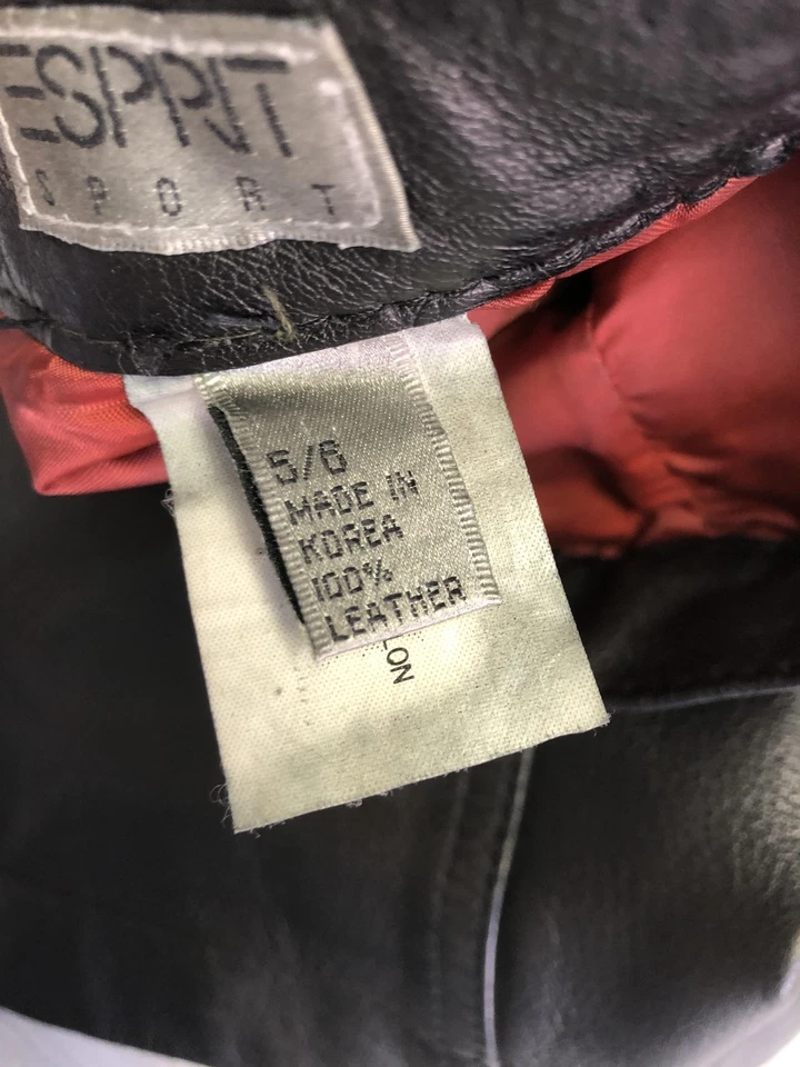 Saia esportiva feminina vintage Esprit couro preto 5/6 mini cintura alta Coreia anos 90 - Imagem 3 de 4