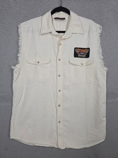 Sturgis 2000 Patch Denim Biker Vest M Medium Vintage Sleeveless Fringe Ivory