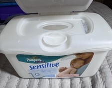 Pampers Sensitive Baby Wipes Plastic Pop Up Refillable Container 70 Count EMPTY