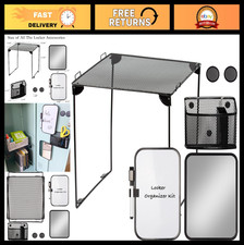 7-Piece Black Locker Organizer Kit - Shelf, Mirror, Pen Holder, Whiteboard Mor
