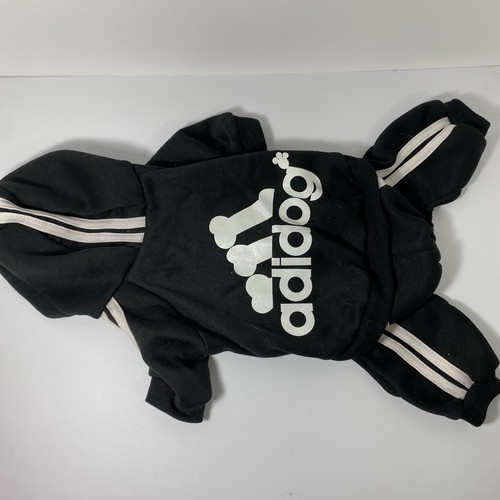 Adidog Medium Jumpsuit Tracksuit Hooded Black & White With Stripes