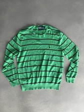 2014 Polo Ralph Lauren Pima Cotton Sweater Mens Large Green Striped Crewneck
