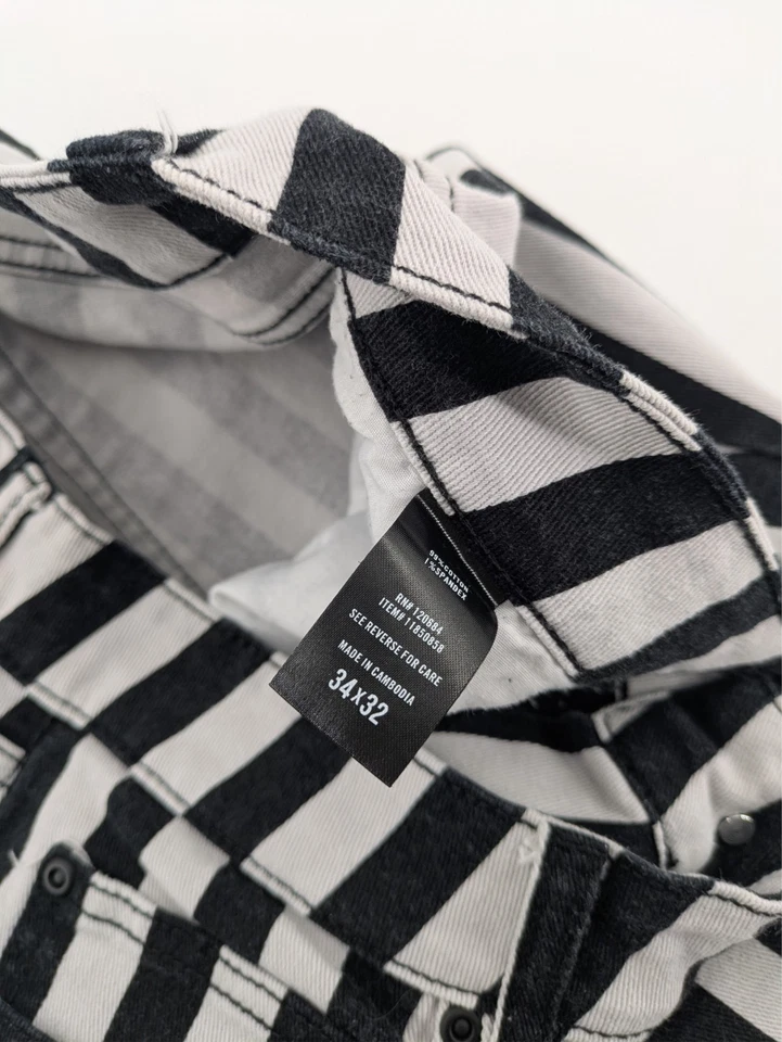 Jeans ajustados a rayas blancas y negras Ht Denim 34X32 emo Y2K Foto 3 de 4