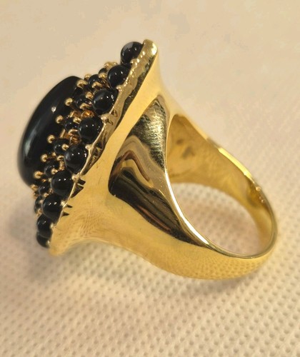 Kenneth Jay Lane KJL Vintage Black Cabochon Ring - Picture 3 of 8