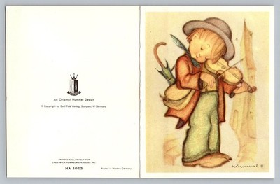 Vintage Hummel Greeting Card Boy Playing Violin HA 1023 Western Germany Unused