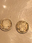 1915 - 1916 BARBER DIMES 90% Silver (Two) Coins