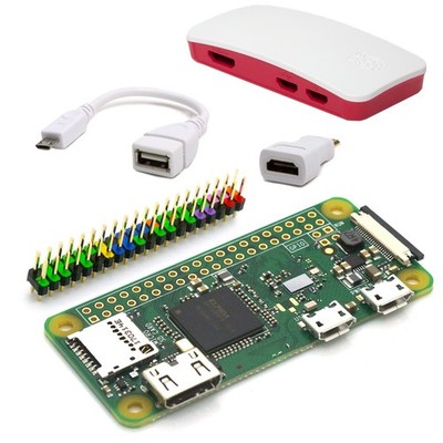 Raspberry Pi Zero W inkl. Gehäuse, Mini HDMI Adapter, Adapterkabel, Stiftleisten