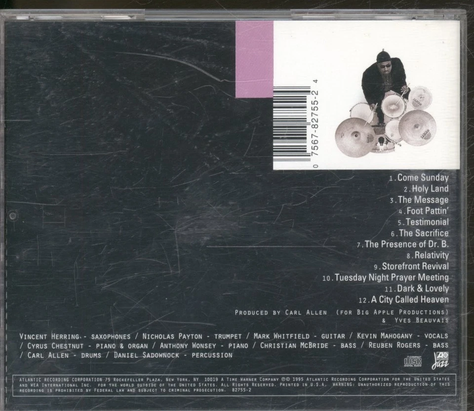 Carl Allen Testimonial CD USA Atlantic 1995 CD. Issue with no barcode on reverse - Bild 2 von 3