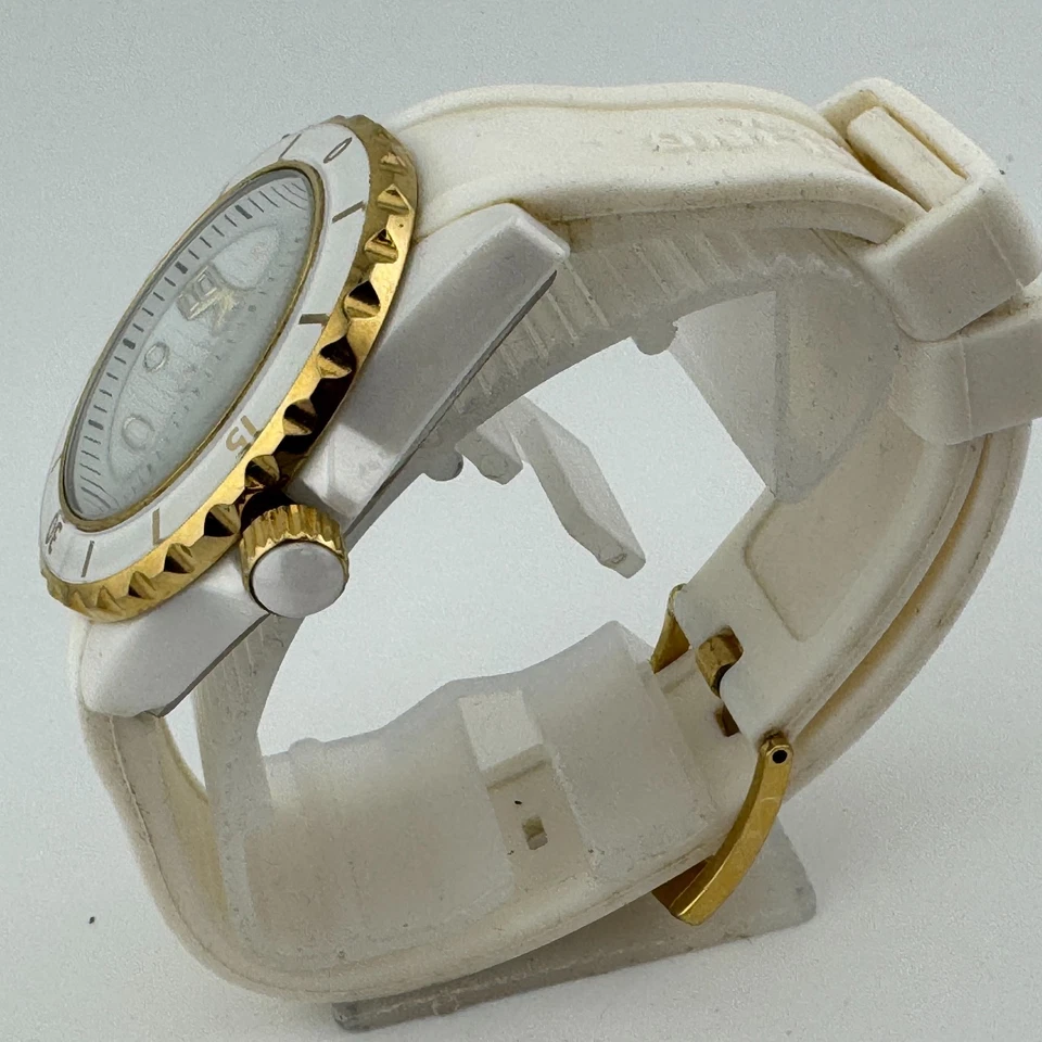 Reloj de Cuarzo Stuhrling Unisex 30m Blanco Cerámica Bisel Giratorio Analógico Batería Nueva Foto 4 de 4