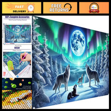 5D Extra Large Wolf Diamond Painting Kit for Adults - DIY Gem Art Decor 15.7x27.