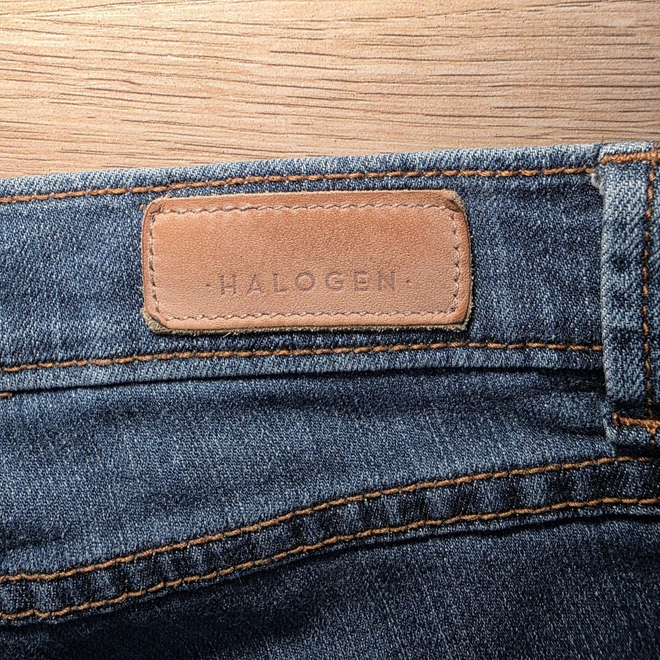 Pantalones de mezclilla halógenos acampanados tiro medio 9" azul para mujer talla 26 Foto 3 de 4