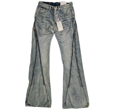 MNML Zipper Flare Denim Jeans Men's Size 28 Light Vintage Wash