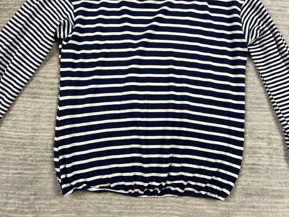 Top Christopher & Banks para mujer grande azul blanco a rayas manga larga mezcla de rayón Foto 3 de 4