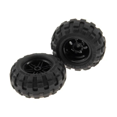 2x Lego Technic Rad 56x26 Felge 30.4x20 schwarz Reifen Auto 55976 56145c02 - Bild 1 von 2