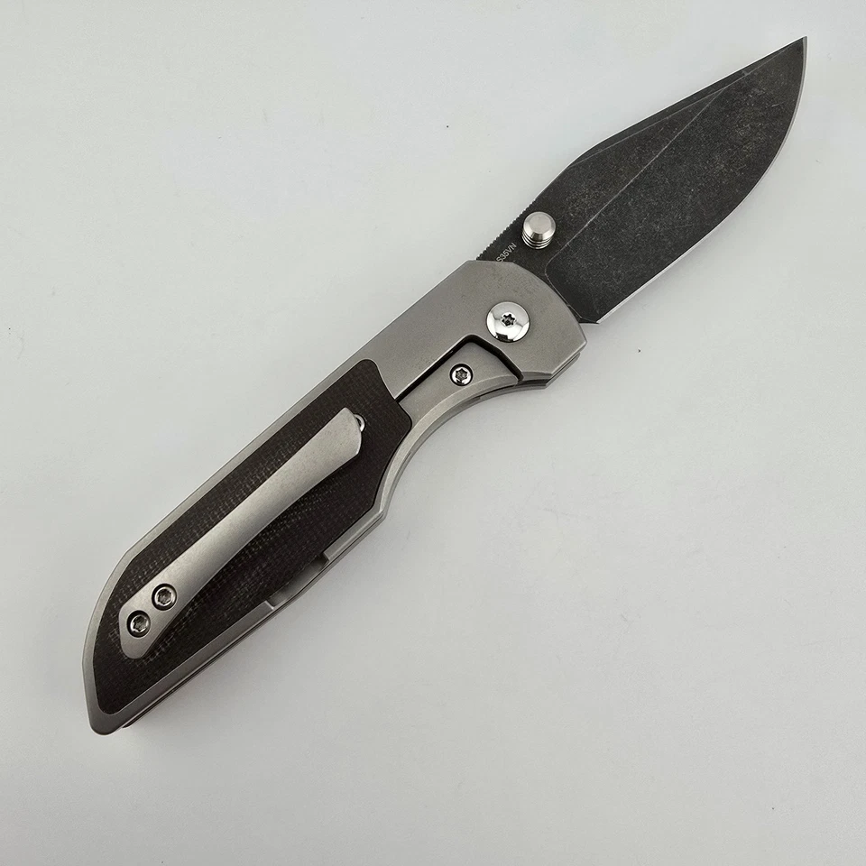 Wehr Knives Lukas P Folding Knife Titanium Micarta 3.25" Acid Stonewashed S35VN - Image 2 of 4