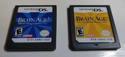 Nintendo DS Brain Age 1 and 2 Game Bundle Set Cartridge Only Tested