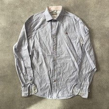 Napapijri Shirt Men's Large Vintage Slim Long Sleeve Expedition Button-Up, Blue