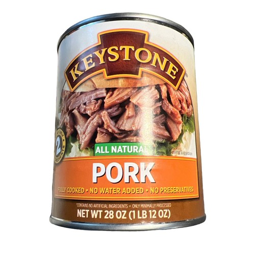 KEYSTONE PORK All Natural 2 Cans x 28 Oz = 56Oz Total Exp 2026 Prepper