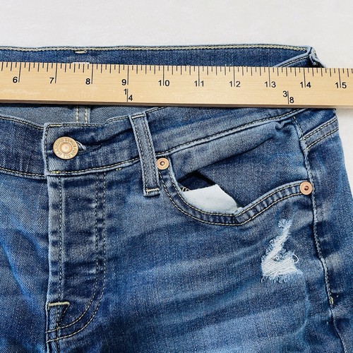 7 For All Mankind Jeans Womens Size 26 Blue Josefina Skinny Boyfriend Destressed - Picture 10 of 13