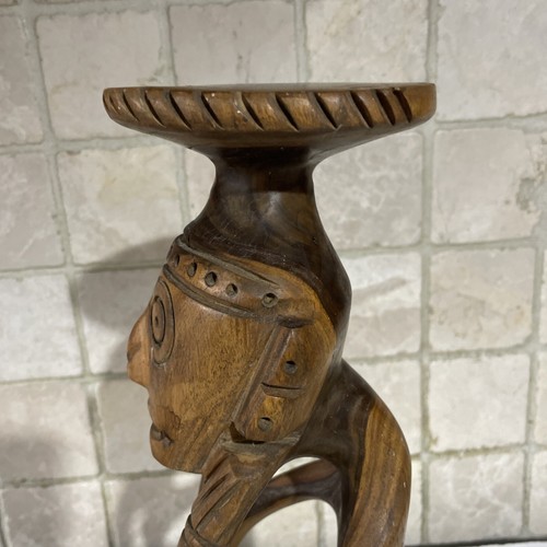 Island Antique Tribal Art Ancestor Hand Carved Solid Wood Figure Tiki 40cm Tall - Picture 11 of 19