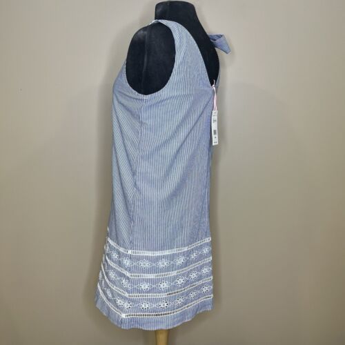 NWT Vineyard Vines Sandbar Blue and white striped Bow shoulder dress size XXS - Picture 2 of 9