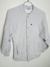 Vtg Champion Reverse Weave Cardigan Snap Up Sweatshirt USA made Heather sz M
