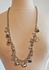 Women's Gold Tone Christmas Necklace 12 Days Of Christmas Charms 30 Inch