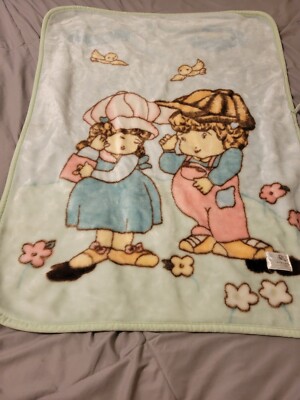 Excell Gold Precious Baby Blanket 80x110cm Pastel Green Vintage Boy Girl Flowers